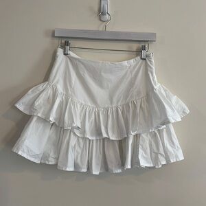 Mable Ruffle Mini Skirt White Coquette Feminine Girly L Cotton‎ Sweet